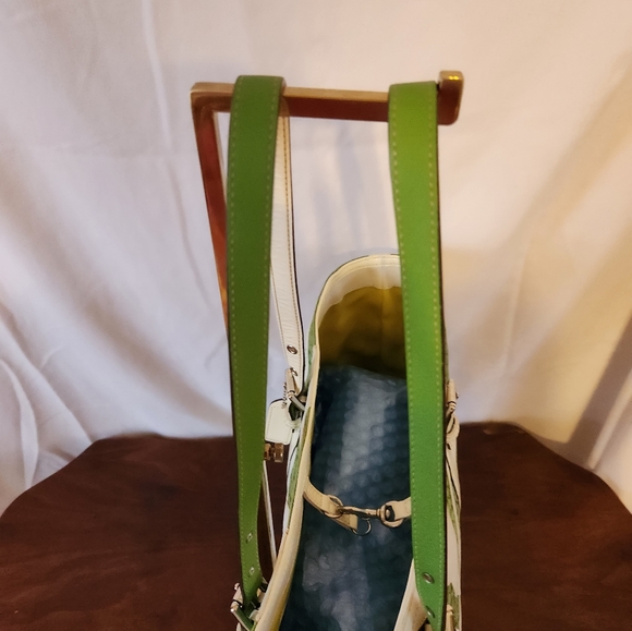 Coach green canvas & white leather zebra tote - Picture 11 of 12